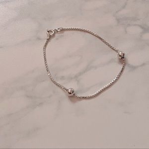 Dainty sterling silver box chain bracelet & beads